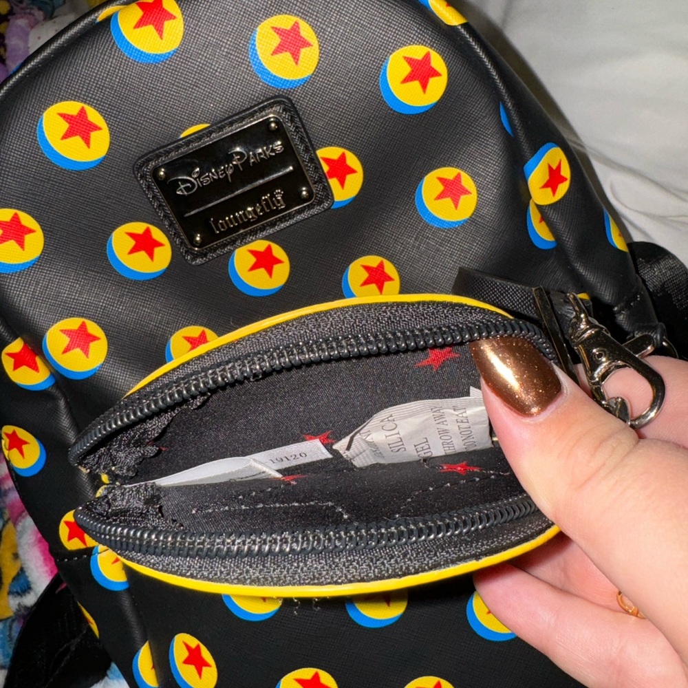 Disney Parks Pixar Ball Mini Loungefly Backpack And Attached Coin Purse View 4